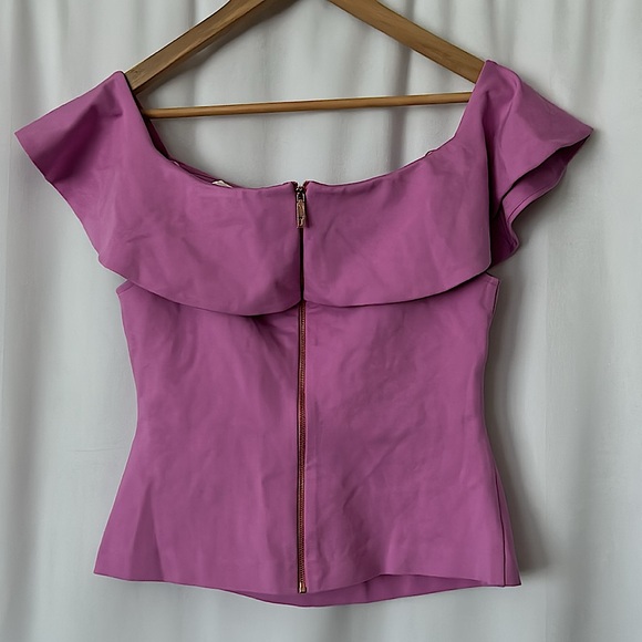 Ted Baker London NWT Pale Pink Frill Detail Bardot Shirt Top **Sz 3/US 8** 🌸🌸 - Picture 4 of 5